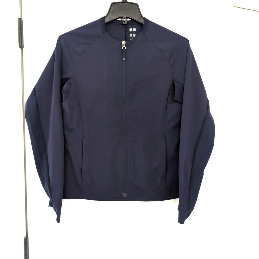 EUC Uniqlo Women's Lightweight Collarless Jacket Size S Navy Stretch